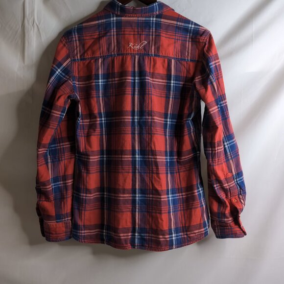 KUHL Women's Red/White/Navy Plaid Button Up Shirt w/ Spellout Logo, Medium - Picture 2 of 7